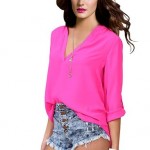 solid loose chiffon shirt blouse
