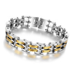 men's stainless steel and gold bracelet